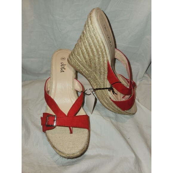 Dot Red Wedge Sandals Heel Womens Size 8 NWT - Picture 3 of 7